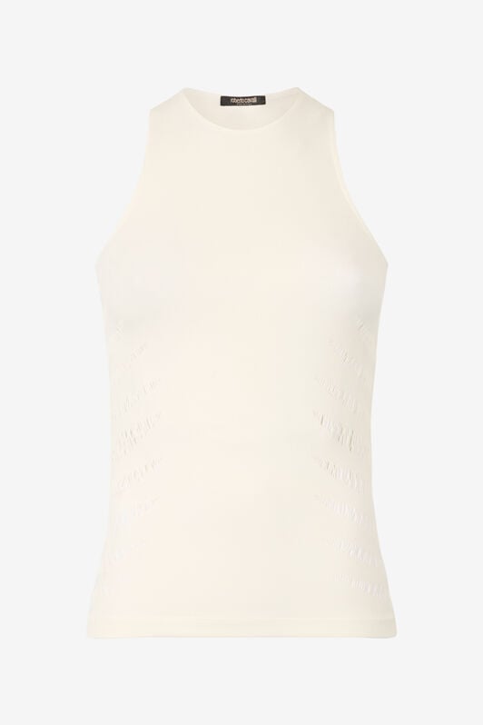 RC Tank Top with Perforated Zebra Pattern RC Tank Top with Perforated Zebra Pattern Ivory UKT613-MA001