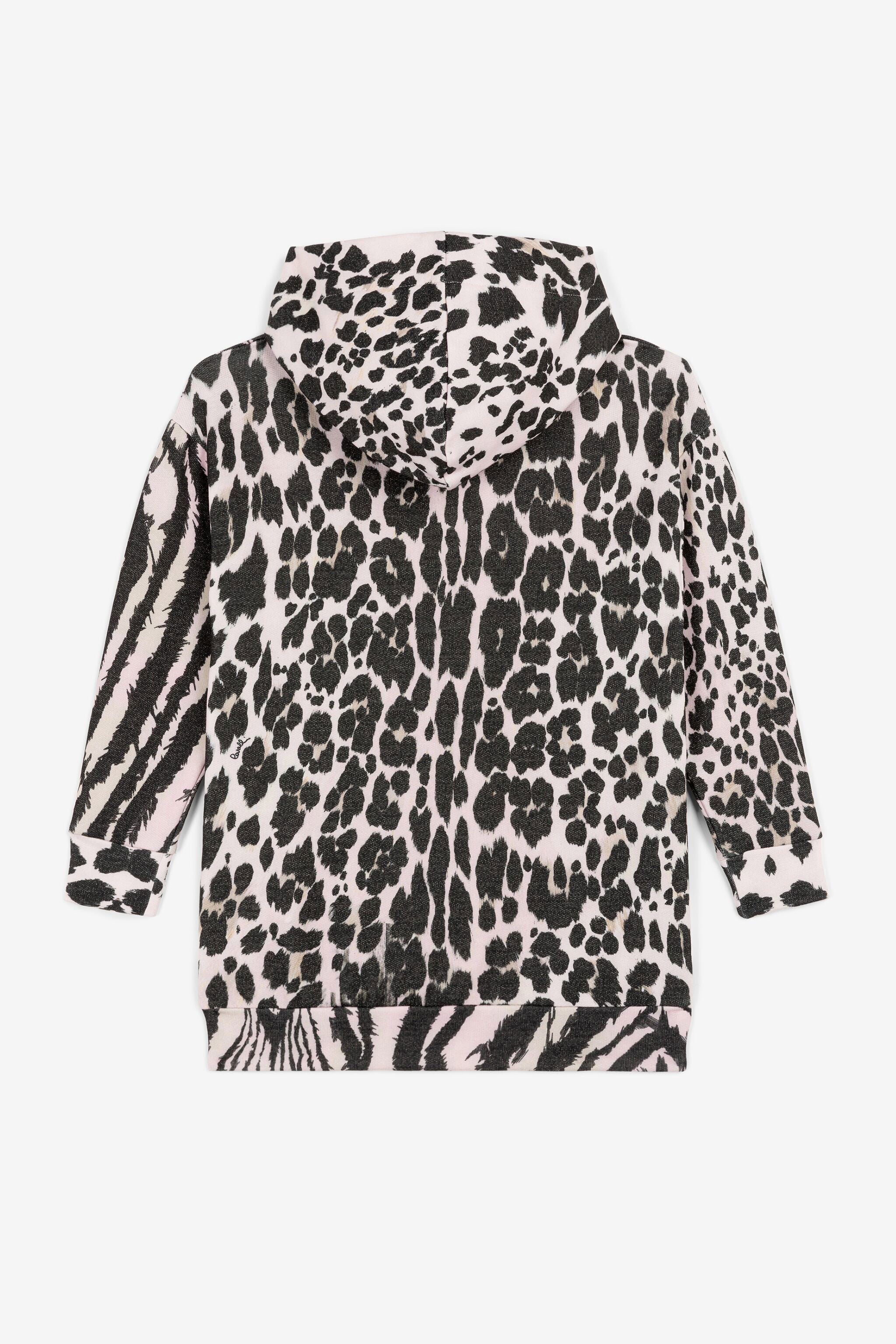 JU Freedom And Leopard-Print Hoodie JU Freedom And Leopard-Print Hoodie Black/Pink OJT900-1Z007