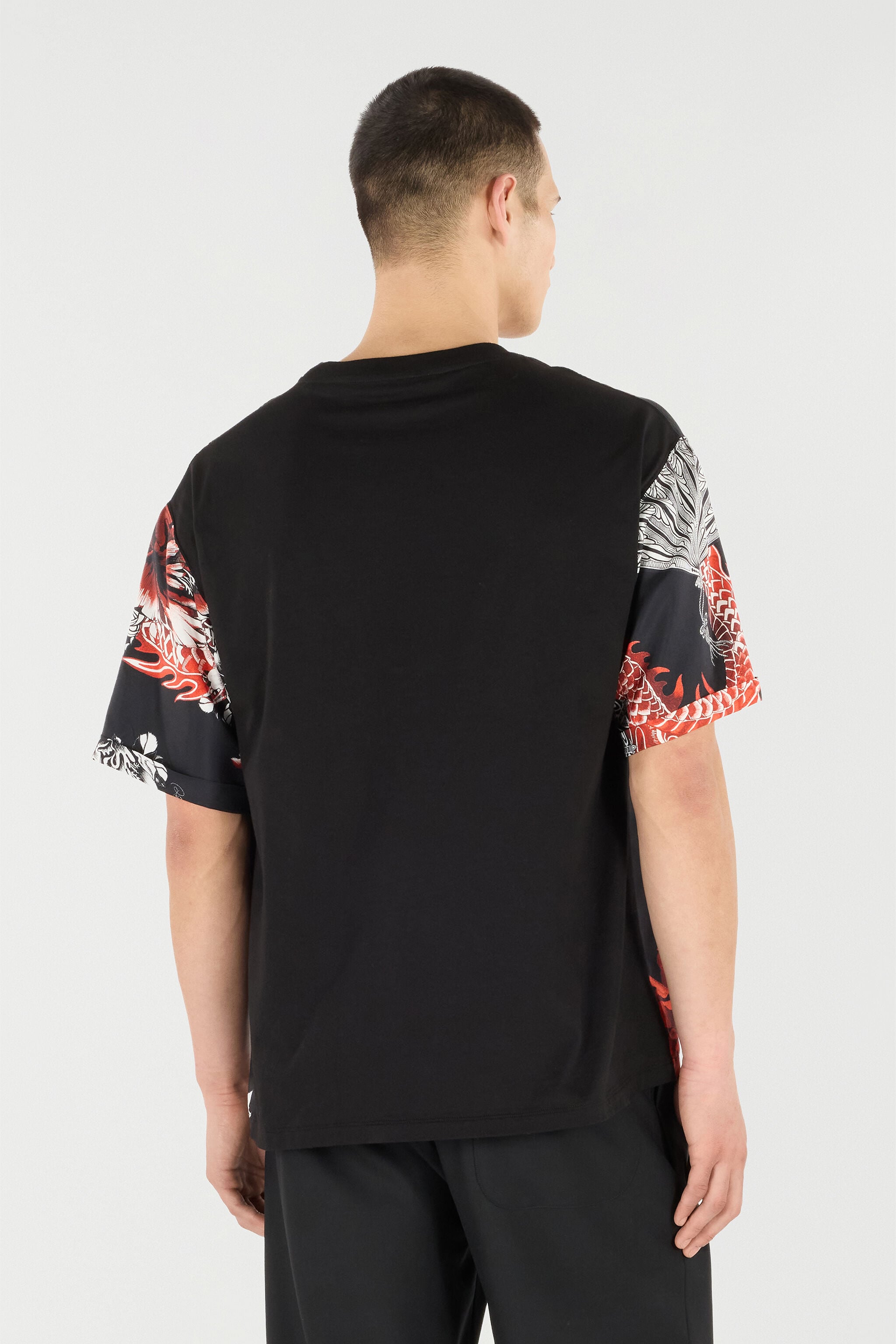 RC Silk And Cotton T-Shirt With Dragon RC Silk And Cotton T-Shirt With Dragon Black/Red VNT62F-OZP75
