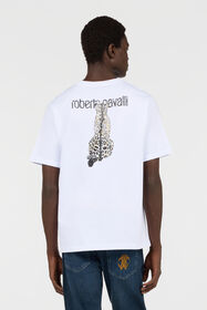 RC T-shirt bianca con logo e grafica leopardata WHITE TOT60C-FT223