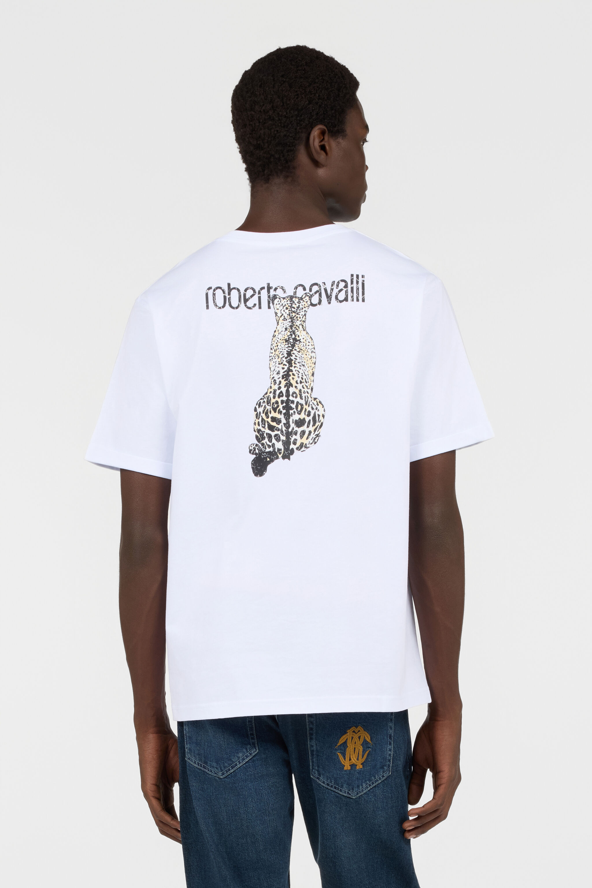 RC White Logo T-Shirt with Leopard Graphic RC White Logo T-Shirt with Leopard Graphic WHITE TOT60C-FT223