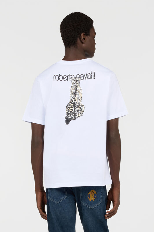 RC White Logo T-Shirt with Leopard Graphic RC White Logo T-Shirt with Leopard Graphic WHITE TOT60C-FT223
