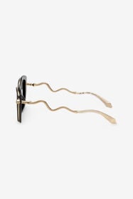 RC Lunettes de soleil larges et féminines sur le devant avec double anneau décoratif Noir UALD05-ID200