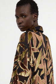 RC Chocolate Sheer Shirt with Foliage Motif CHOCOLATE WWT700-FC007