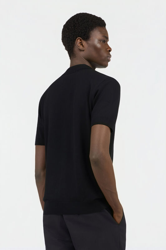 RC Black Knitted Polo Shirt with Monogram RC BLACK SOT71D-VI044