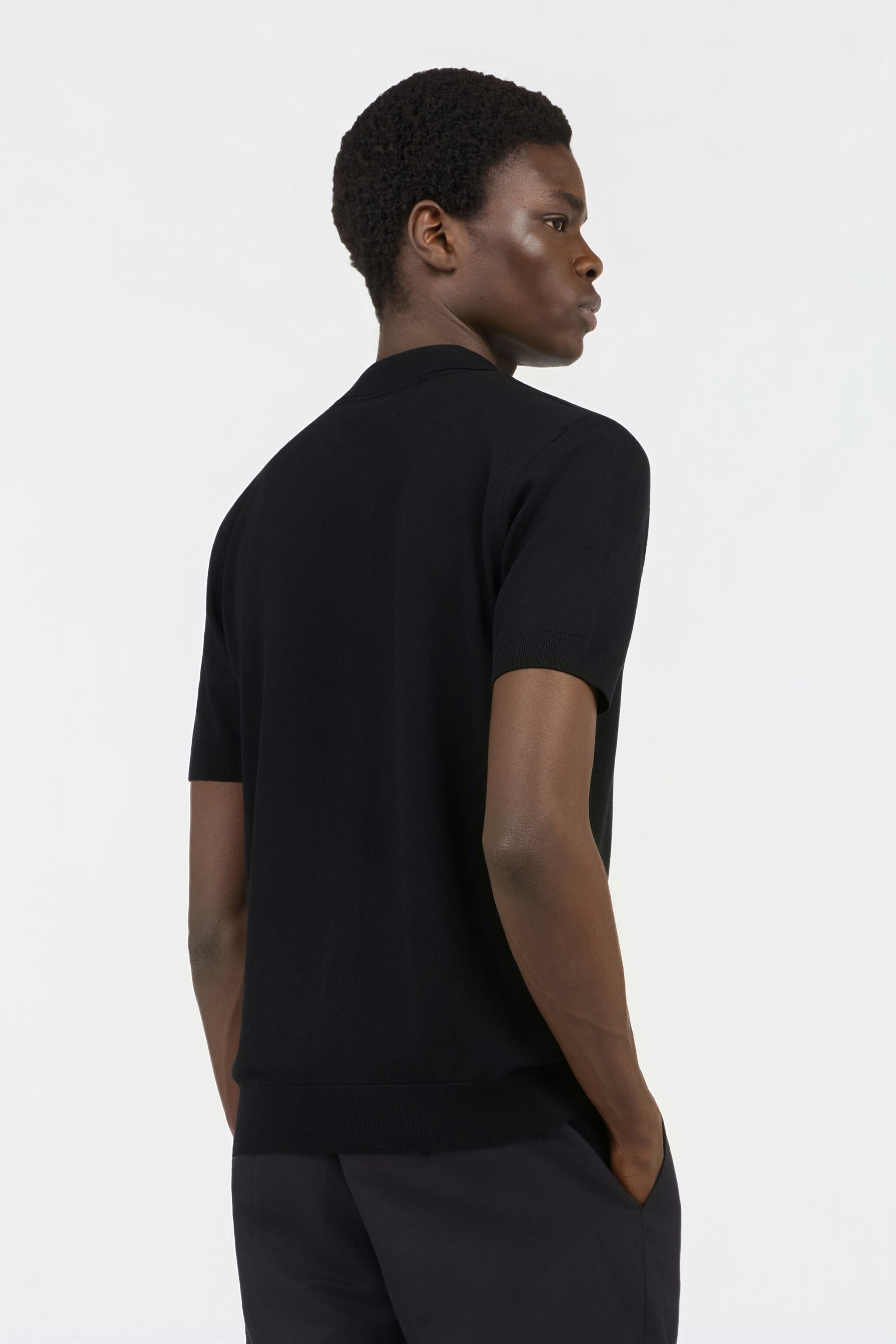RC Black Knitted Polo Shirt with Monogram RC BLACK SOT71D-VI044