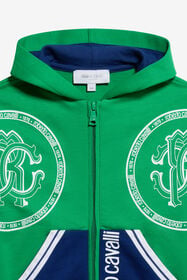 JU White Logo Sweatshirt BLUE/GREEN TJT66U-CF050