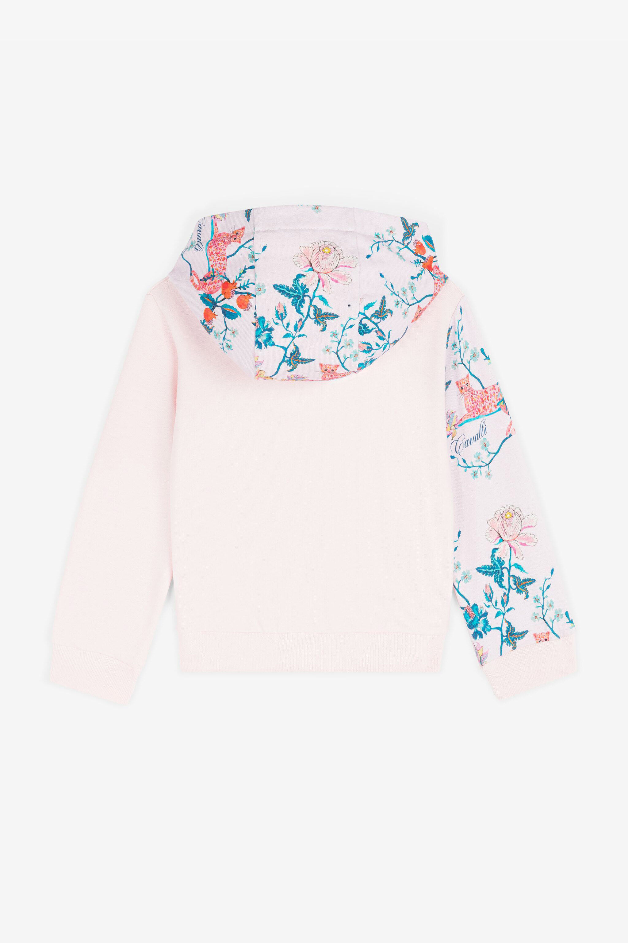 JU Sudadera de algodón con capucha y estampados Floral y Jaguar JU Sudadera de algodón con capucha y estampados Floral y Jaguar Rosa RJT904-CF050