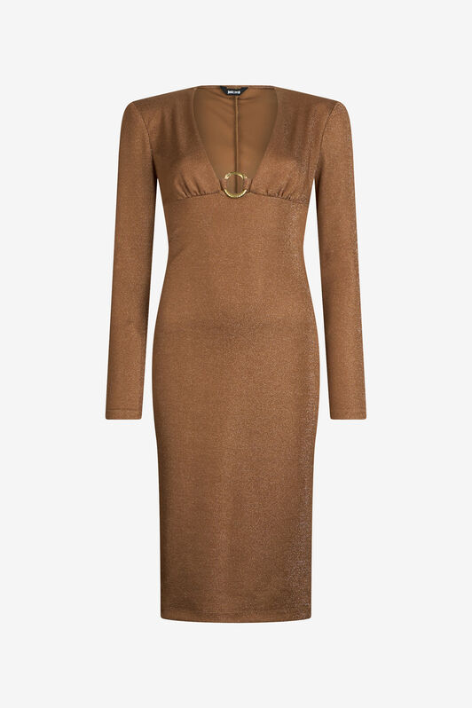 JC Braunes Lurex-Midikleid Mit Ringdetail JC Braunes Lurex-Midikleid Mit Ringdetail BRUNETTE VFT262-VF409