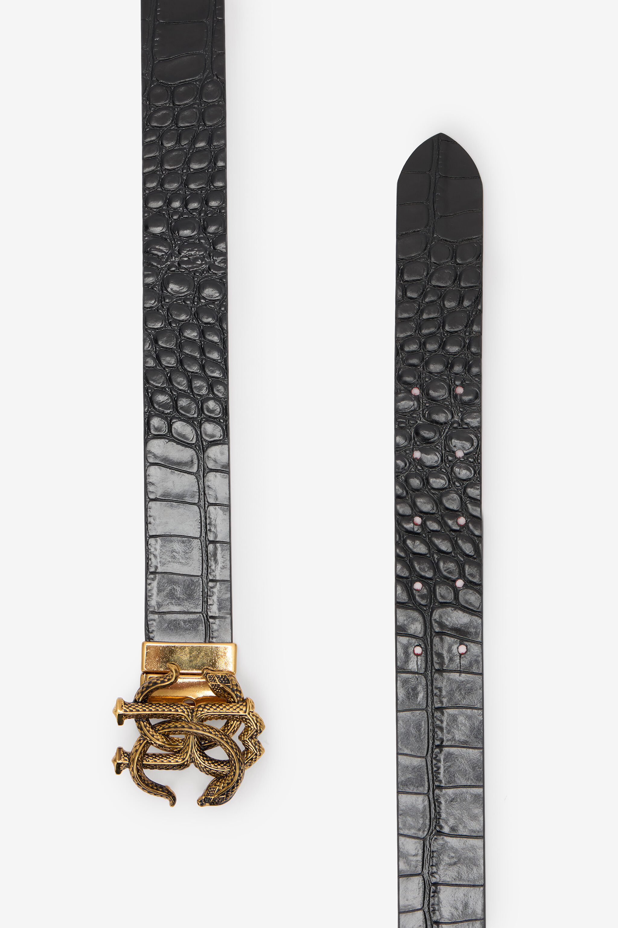 Reversible Belt With Mirror Snake Monogram in Red for Women