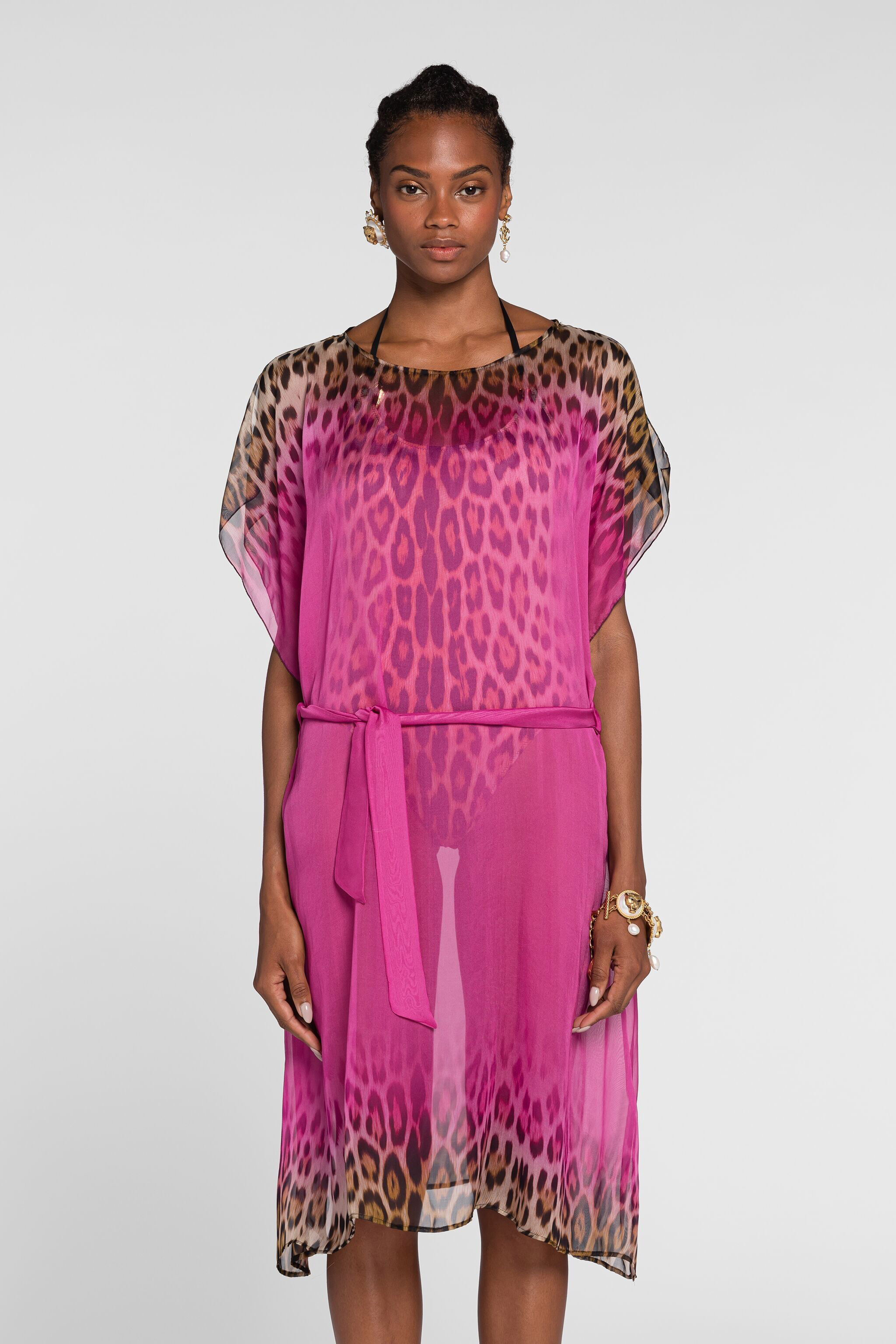 RC Kaftan-Kleid aus Seide mit Jaguar-Print RC Kaftan-Kleid aus Seide mit Jaguar-Print CARDINALE QKW00P-2NF49