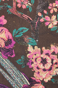 RC Silk Pants With Oriental Bird Print Brown VRT266-OZP76