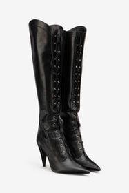 RC Bottes Noires En Cuir À Talons BLACK/PALLADIUM XWS006-PZB38
