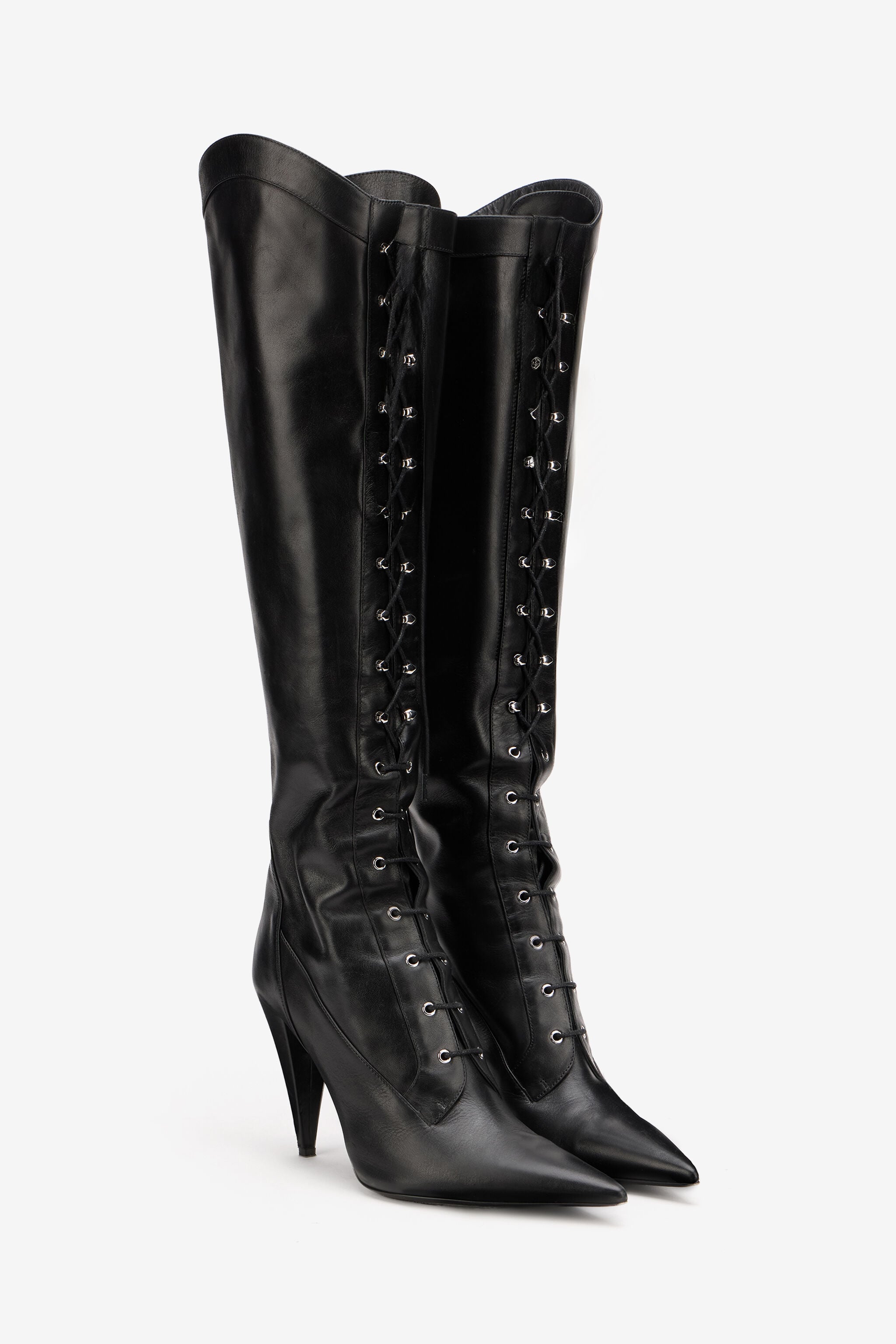 RC Bottes Noires En Cuir À Talons RC Bottes Noires En Cuir À Talons BLACK/PALLADIUM XWS006-PZB38