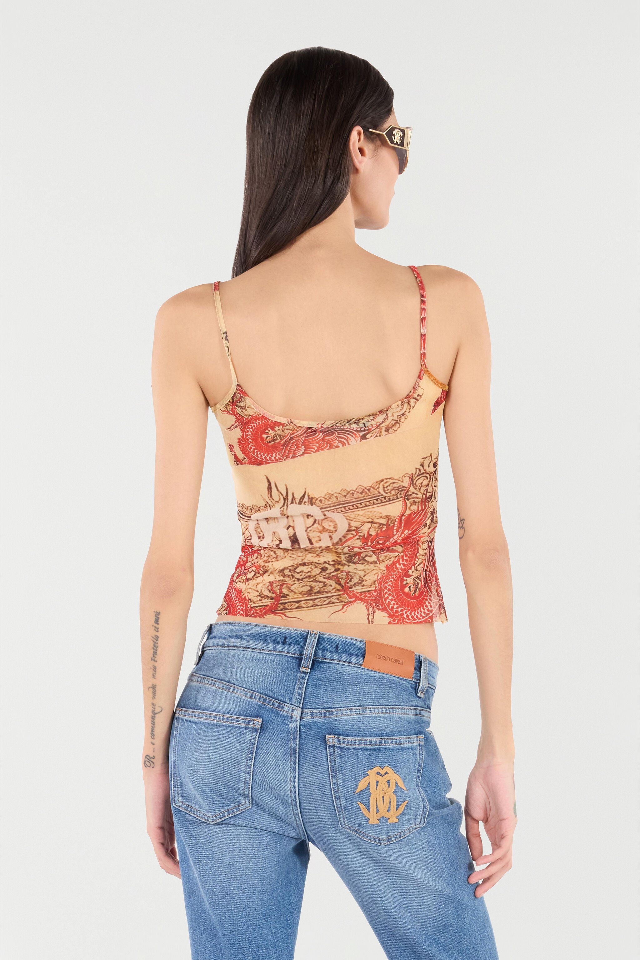 RC Top With Spaghetti Straps And All-Over Print NATURALE/ROSSO VQT60F-TLQ00