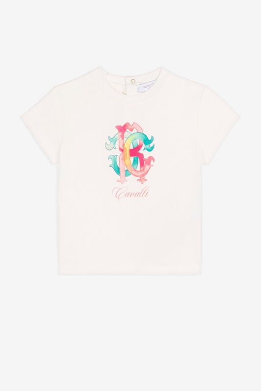 JU Colour-block monogram-print T-shirt JU Colour-block monogram-print T-shirt White QJT651-JV025