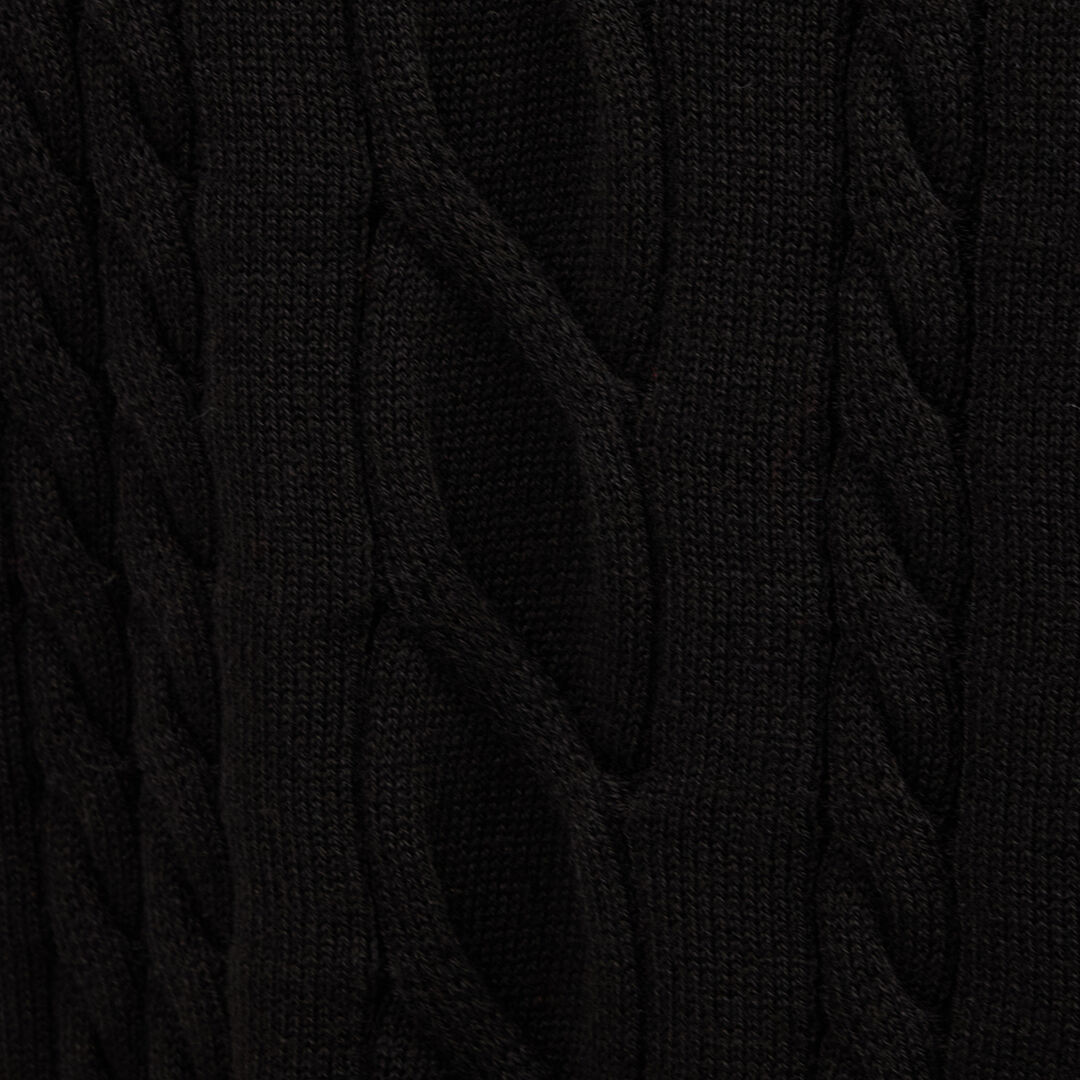 RC Black Cable Knit Polo With Contrast Trim RC Black Cable Knit Polo With Contrast Trim BLACK ROM90E-FEC31