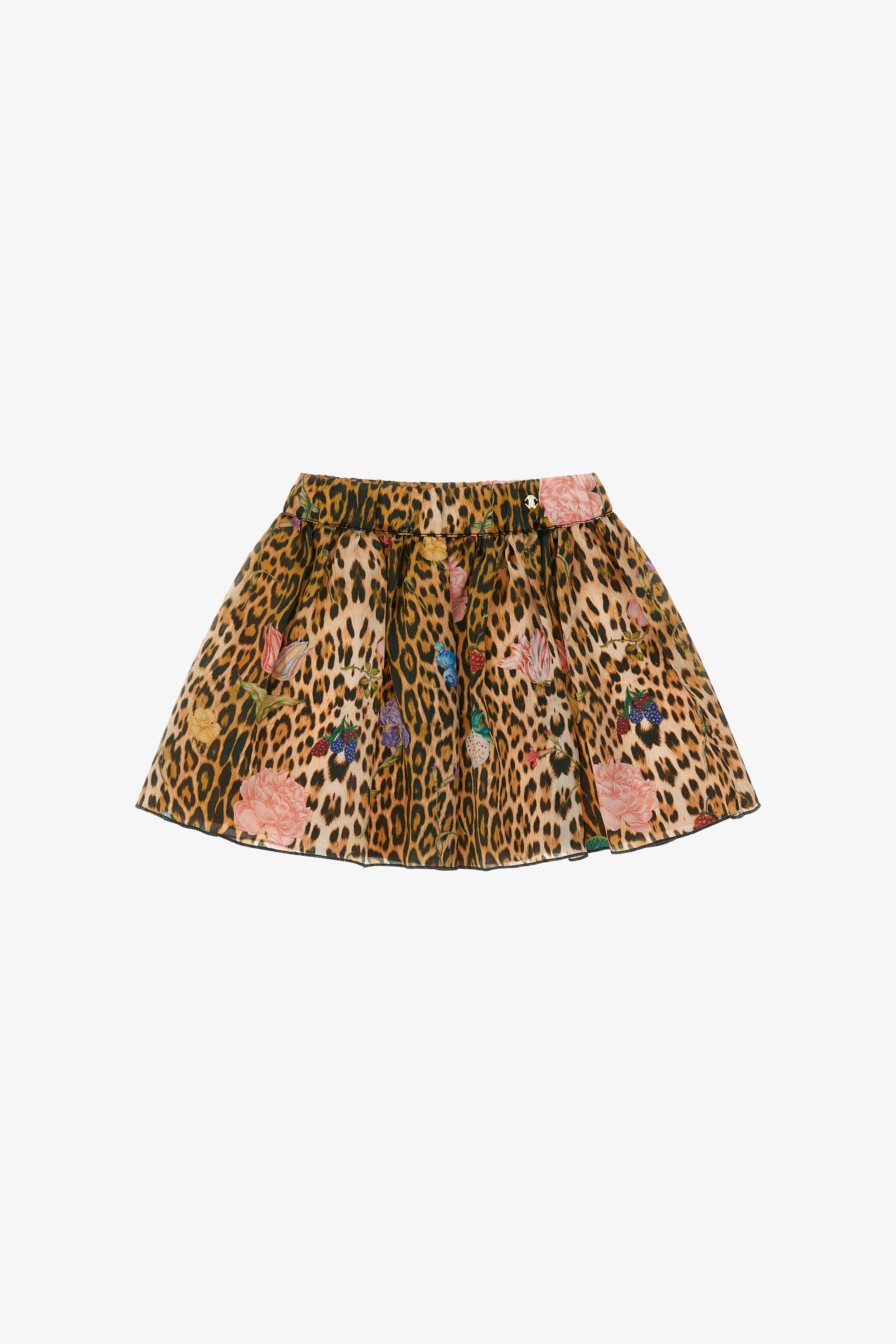 Roberto Cavalli レオパード柄 プリーツスカート Wildflower Leopard Skirt in Light brown for Girls | Roberto Cavalli®