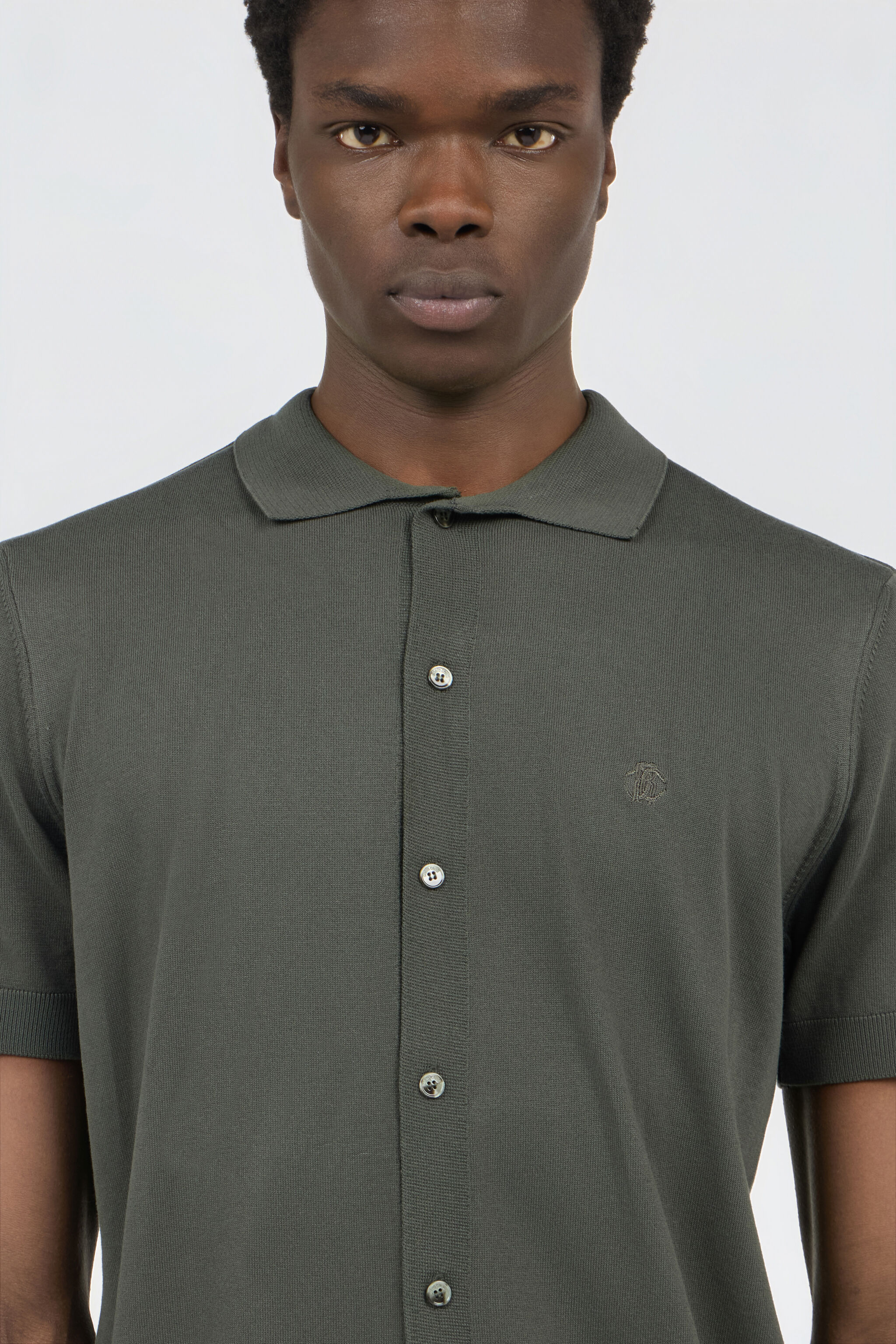 RC Green Knitted Polo Shirt with Monogram RC RC Green Knitted Polo Shirt with Monogram RC MILITARY GREEN SOT71D-VI044
