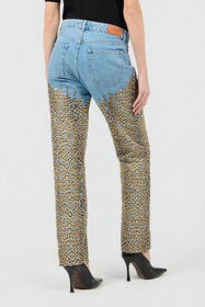 RC Wide Leg Denim Jeans With Baby Jaguar Print DARK BLUE WQJ210-VT003