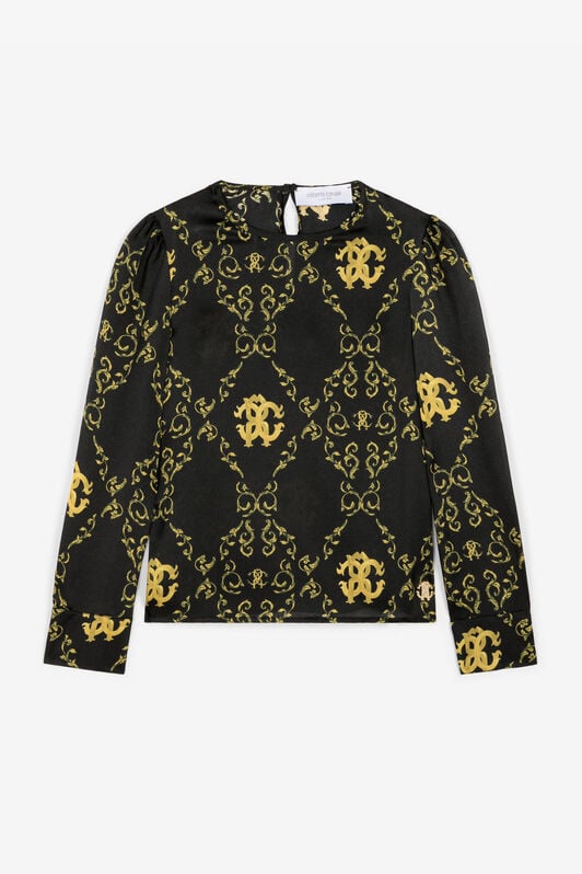 JU Filigree-Print Silk Top JU Filigree-Print Silk Top Black RJT705-2NG84