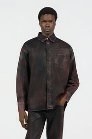 RC Black And Red Washed Denim Shirt DARK RED SOJ71A-DL020