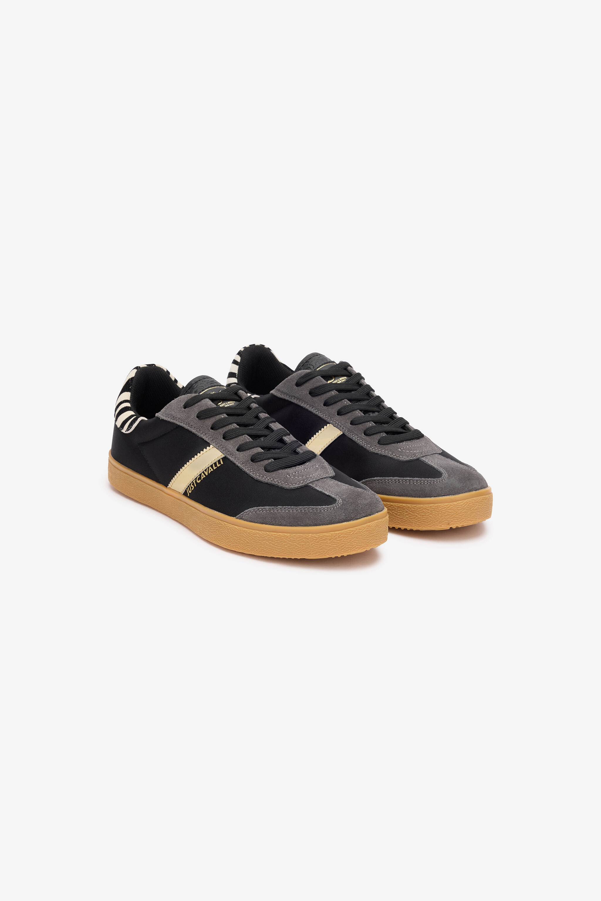 Sneakers With Zebra Back in Black for Men | Roberto Cavalli®