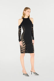 RC Midi Dress With Perforated Pattern Black UKT152-MA001