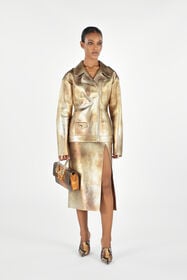 RC Gold Laminated Leather Biker Jacket Gold UWP800-PN003