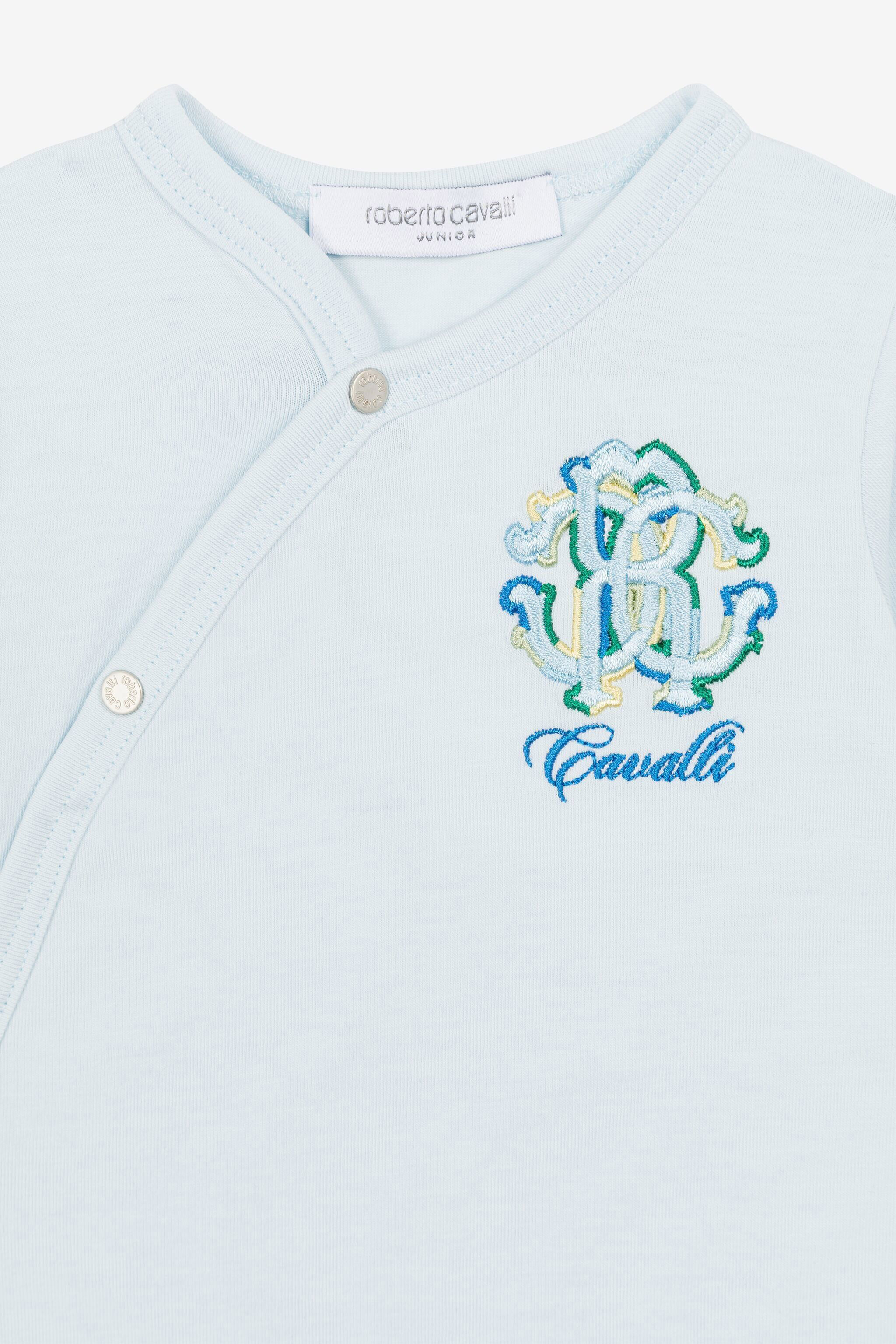 JU RC Monogram and Logo-Embroidered Babygrow Set JU RC Monogram and Logo-Embroidered Babygrow Set Light blue QJT817-JV025