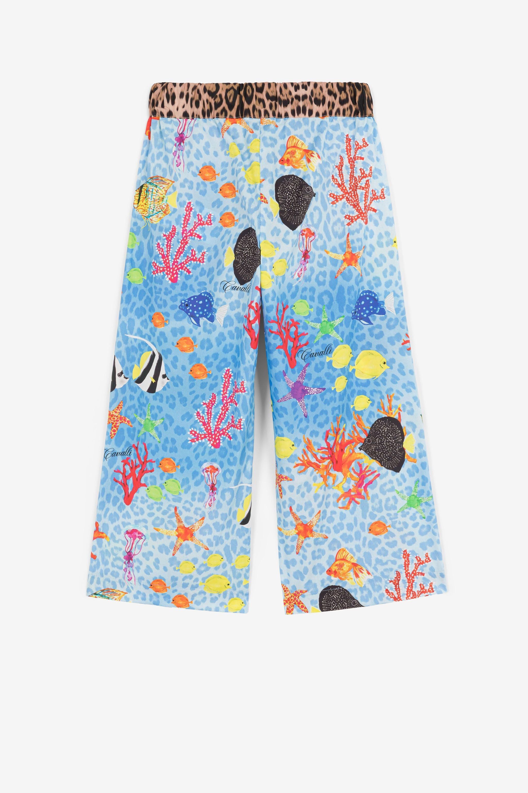 JU All-over sealife-print trousers JU All-over sealife-print trousers Blue QJT264-CIG22