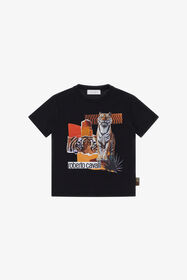 JU T-shirt con stampa tigre e logo Nero TJT60K-JD001