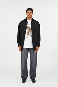 RC Camisa Plain con serpiente en relieve BLACK WRT729-GA058