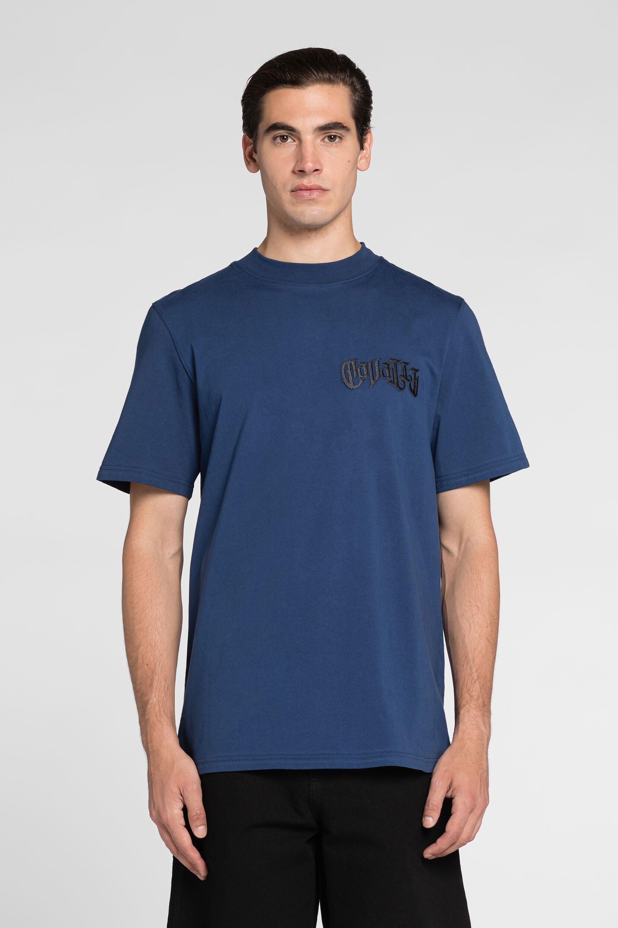 RC T-shirt à logo imprimé orné de cristaux Bleu foncé QRT61A-JD060