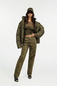 JC Leopard Jacquard Print Reversible Puffer Jacket VERDE 185 VFT312-VF462