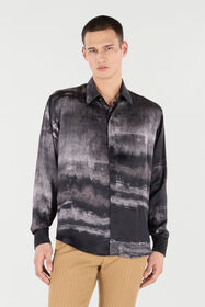 RC Used-Effect Gradient Silk Shirt Black VNT714-SZP69