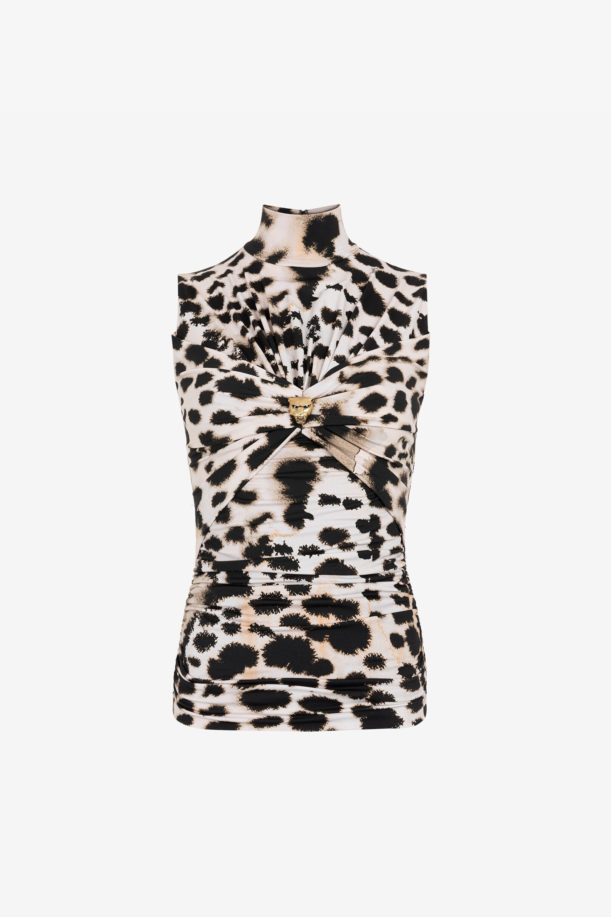 Murena Print Top in Black/White for Women | Roberto Cavalli®