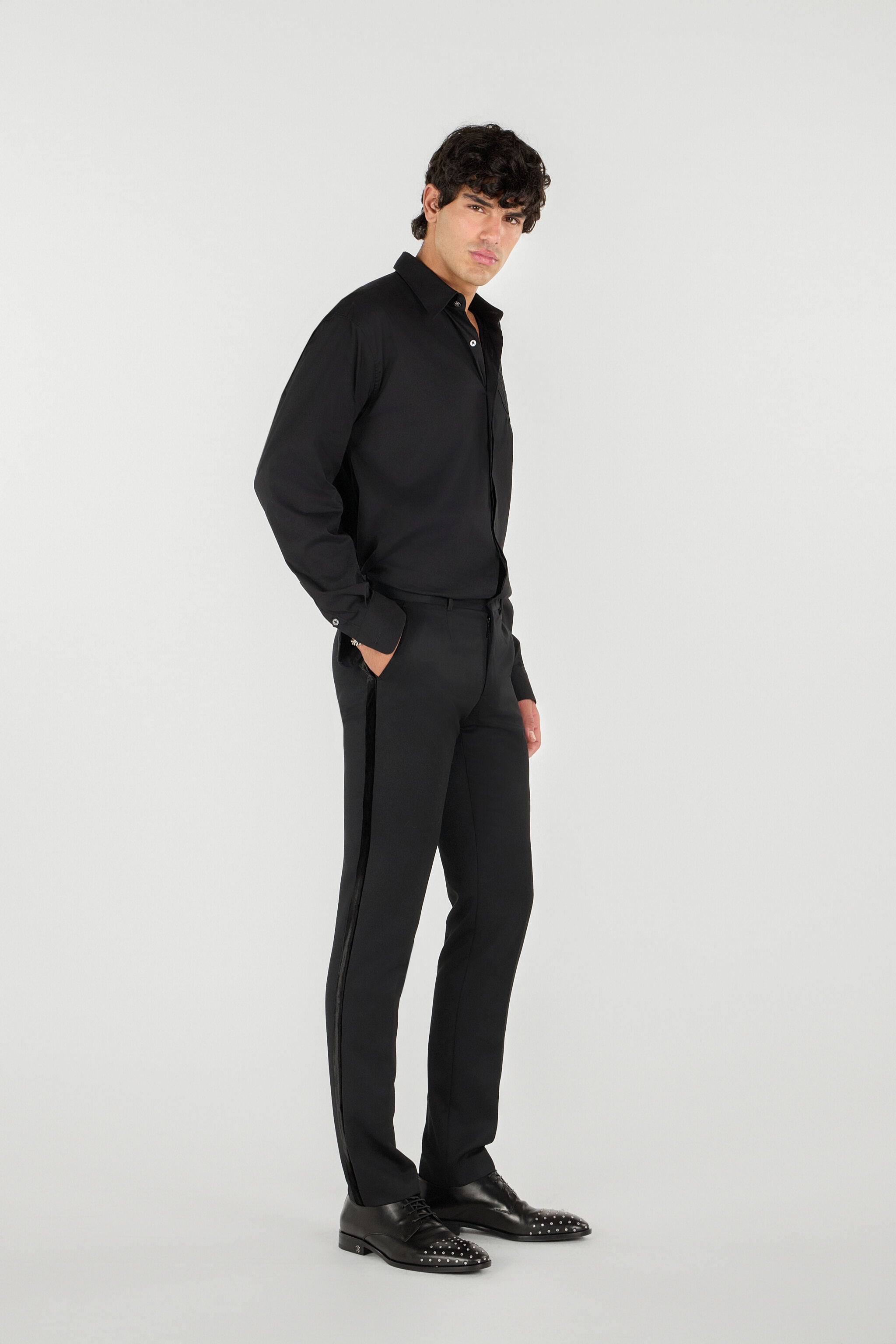 RC Straight-Leg Wool Trousers Black RRT202-VW020
