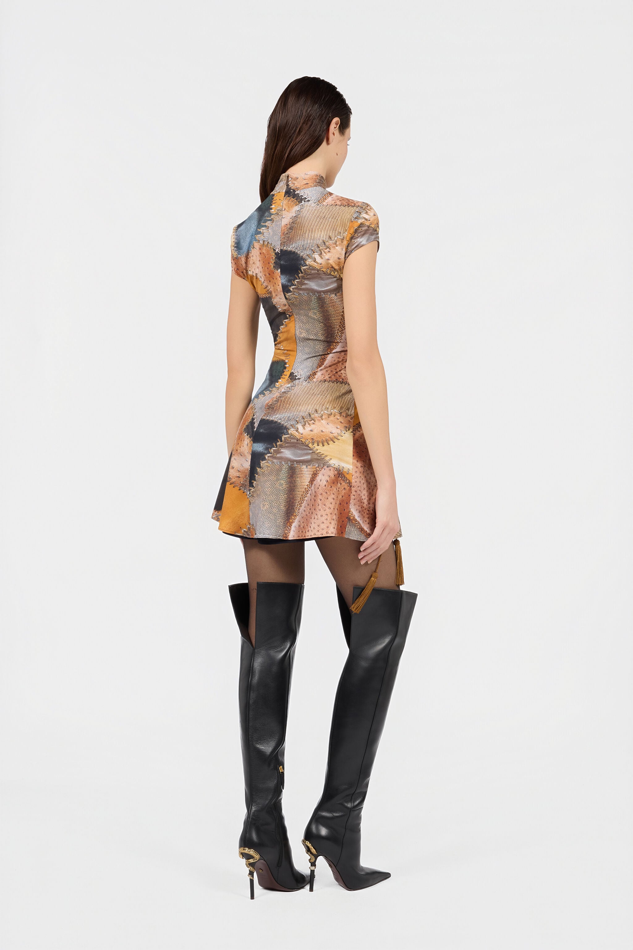 RC Mini Dress With Patchwork Print RC Mini Dress With Patchwork Print BROWN XQT159-LNT29