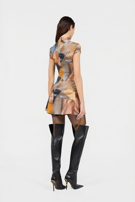 RC Mini Dress With Patchwork Print RC Mini Dress With Patchwork Print BROWN XQT159-LNT29