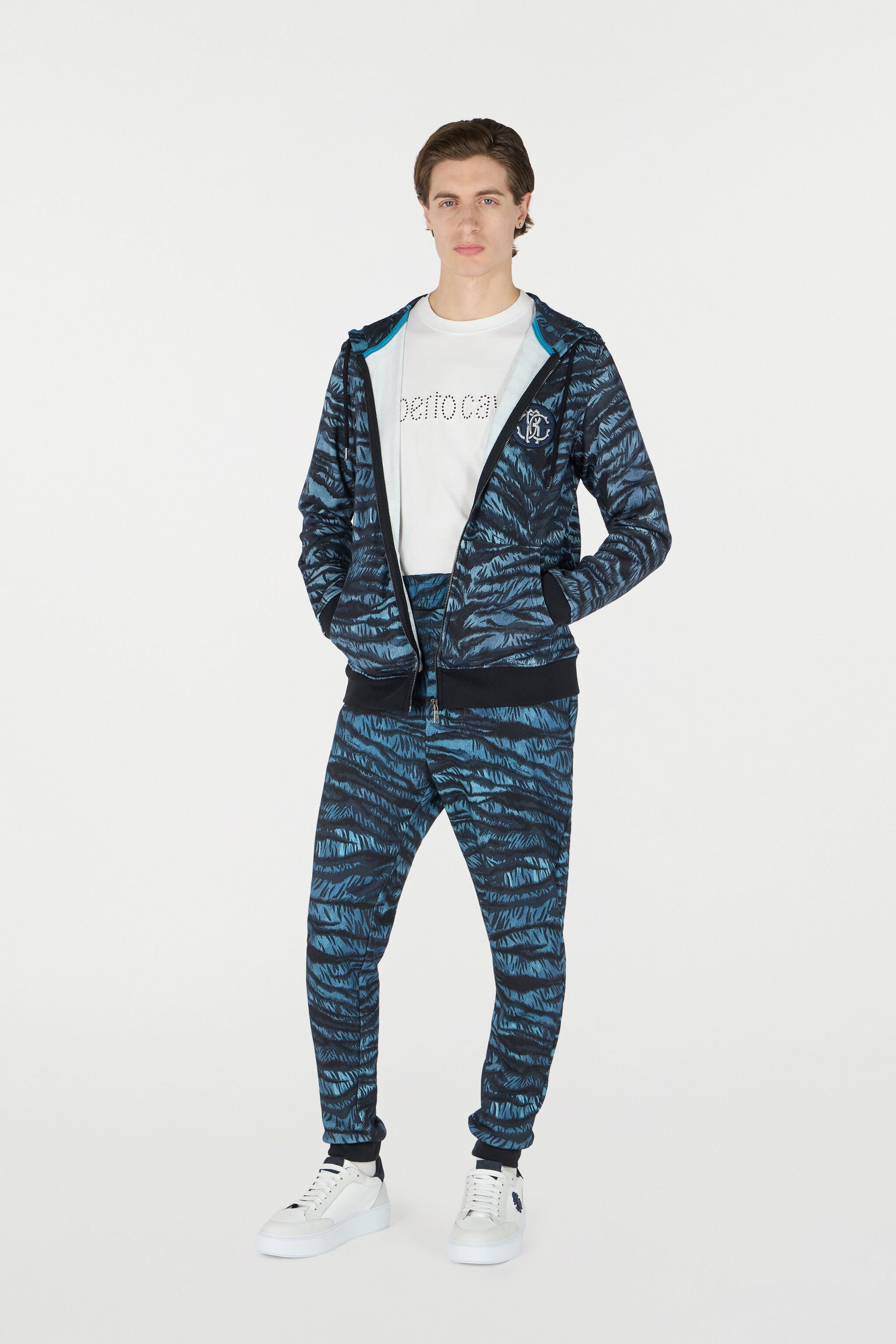 RC Hoodie with Tiger Skin Print BLUE OOT69B-5OO65