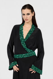 RC Silk Maxi Dress with Embellished Detail NERO/VERDE VWR197-SY001