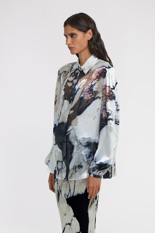 RC Marble print blouse Negro/Blanco TWT700-HEN18