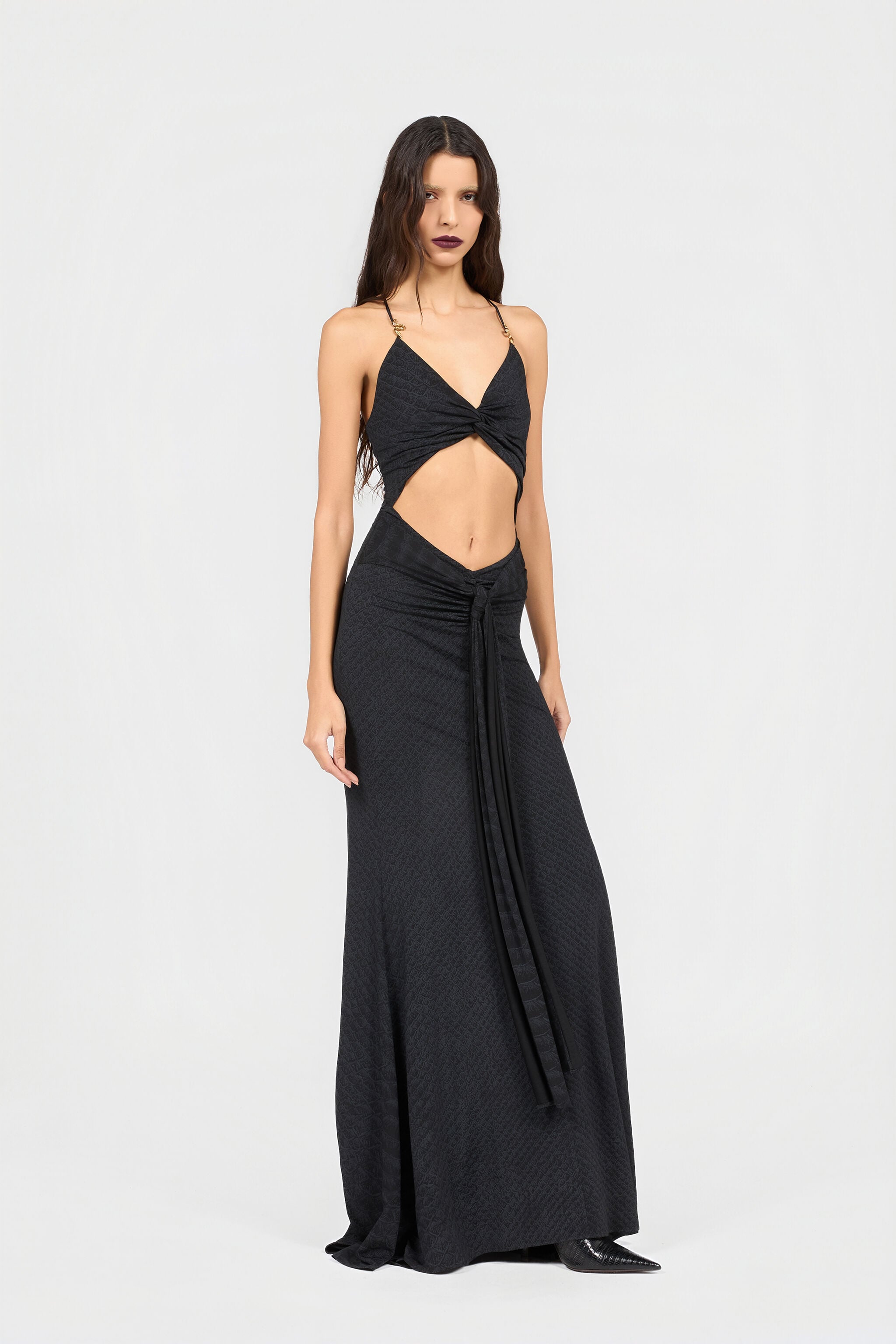 RC Serpentine Print Maxi Dress RC Serpentine Print Maxi Dress BLACK XQT121-NLS36