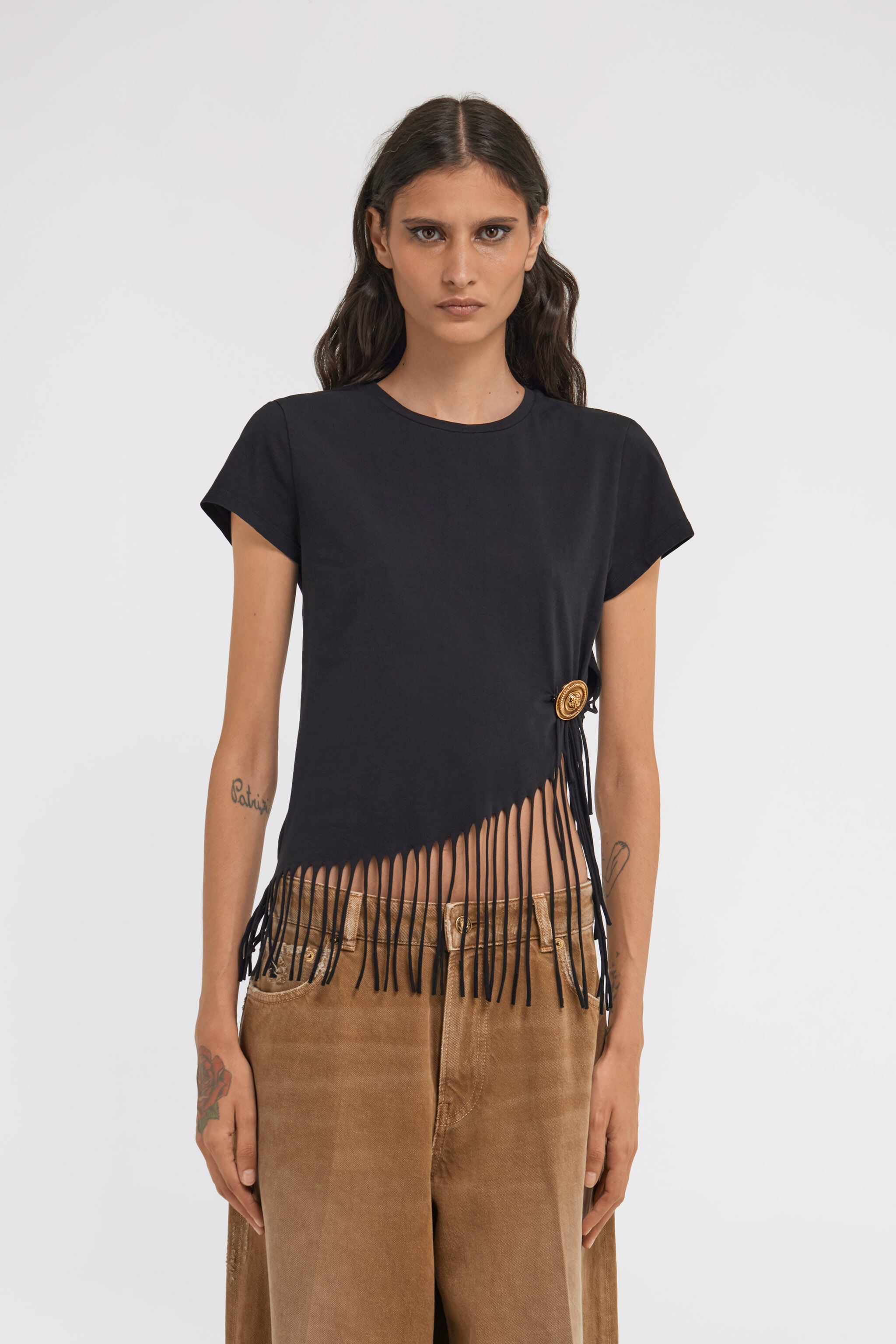 RC Fringe Trim T-Shirt RC Fringe Trim T-Shirt Black TKT60D-JD061