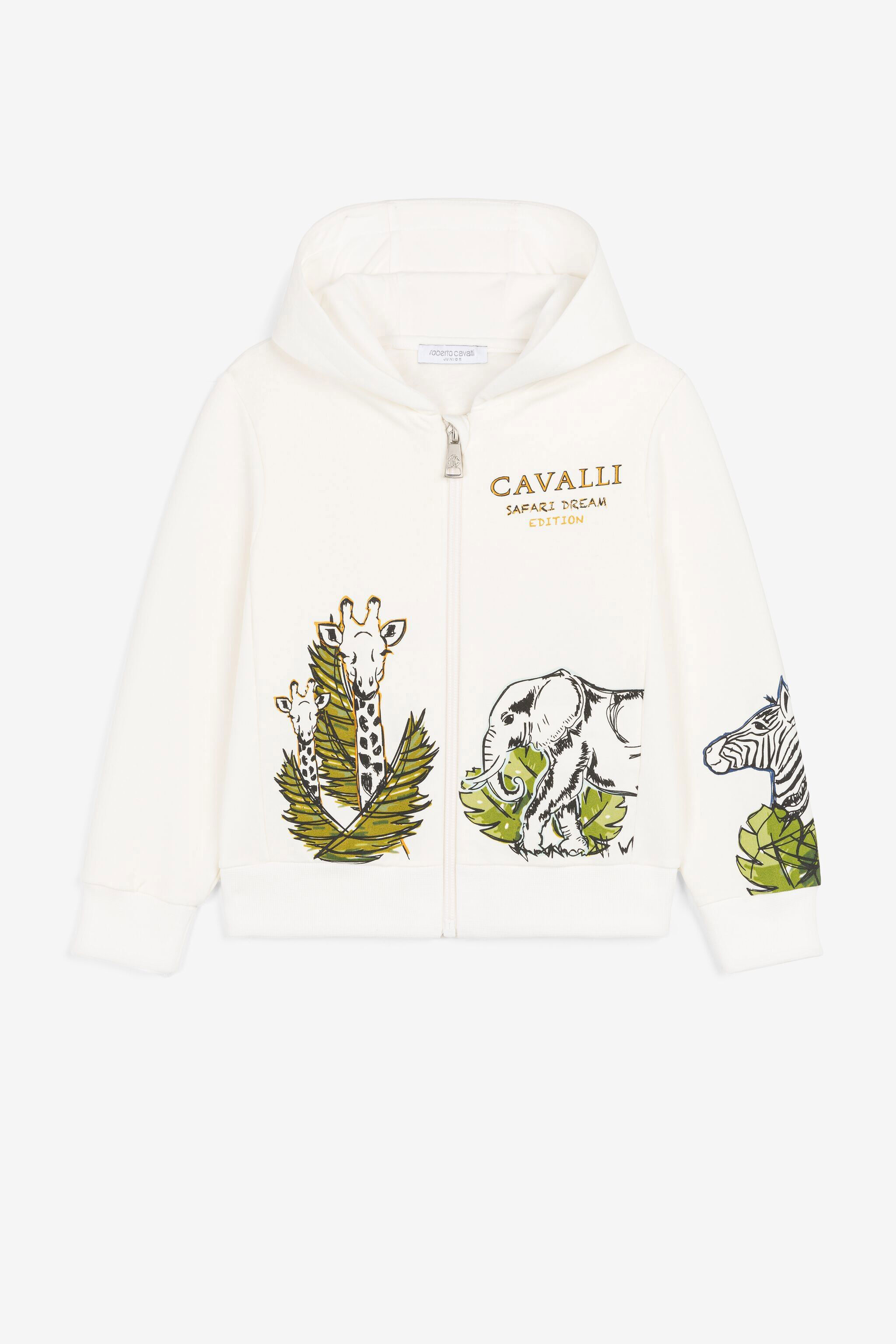 JU Animal And Slogan-Print Zip Hoodie JU Animal And Slogan-Print Zip Hoodie Blanco PJT910-CF050