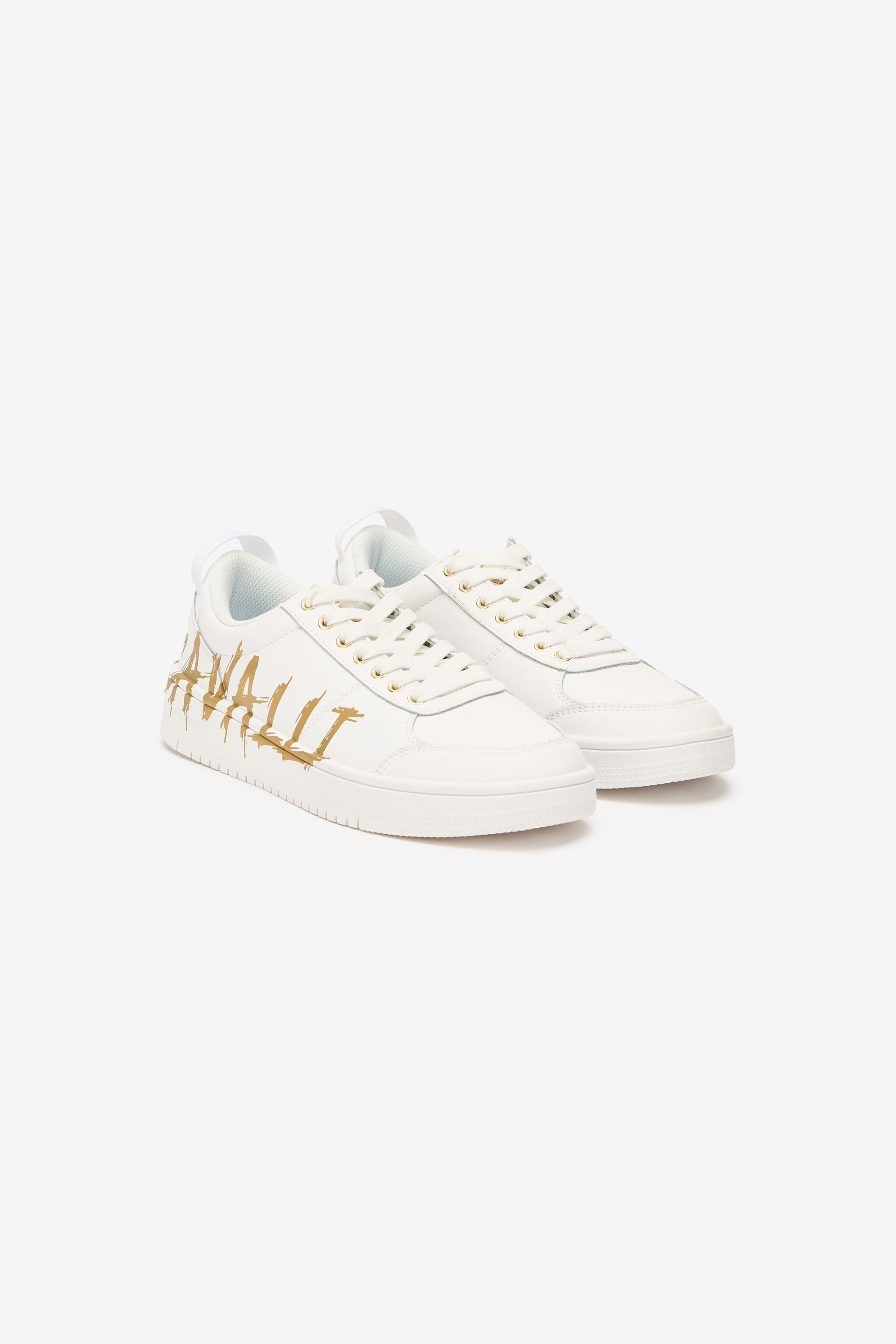 JC Sneakers With Golden Graffiti Logo JC Sneakers With Golden Graffiti Logo White/Gold UFS039-UF361