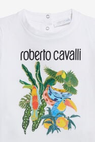JU T-shirt à Imprimé Tropical OPTICAL WHITE WJT609-JD001