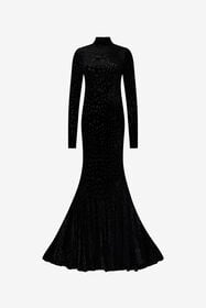 RC Long Black Dress With Jaguar Skin Pattern Black VWT155-CJ003