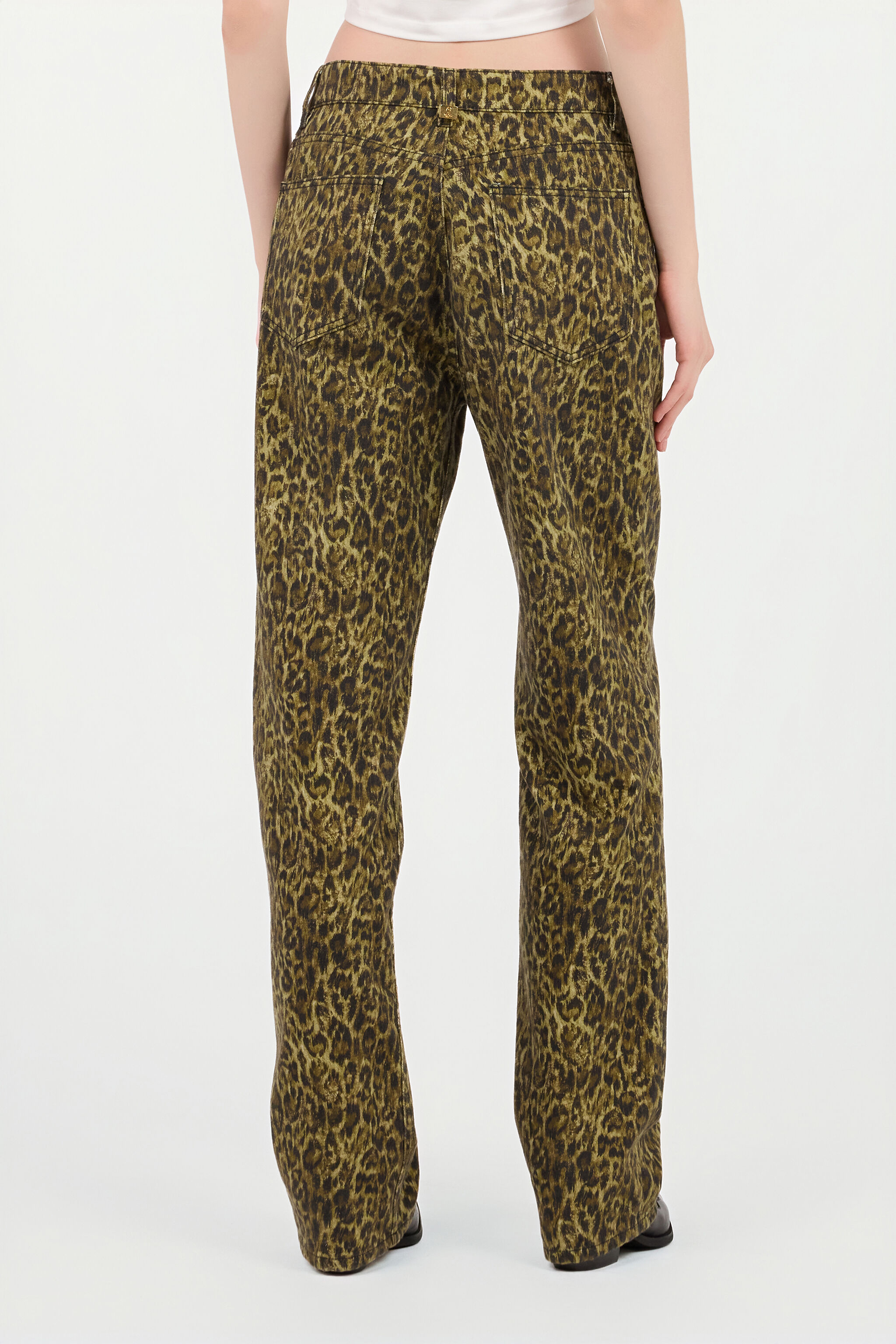JC Wide Leg Trousers Khaki Animal Print JC Wide Leg Trousers Khaki Animal Print VERDE 185 VFJ046-VF255